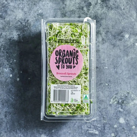 Fresh broccoli sprouts packed and ready to use
