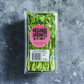 Fresh pea shoots packed and ready to use